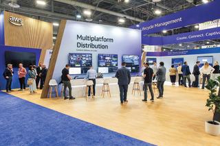 The AWS booth offers visitors a chance to see the company’s tools put to practical use.